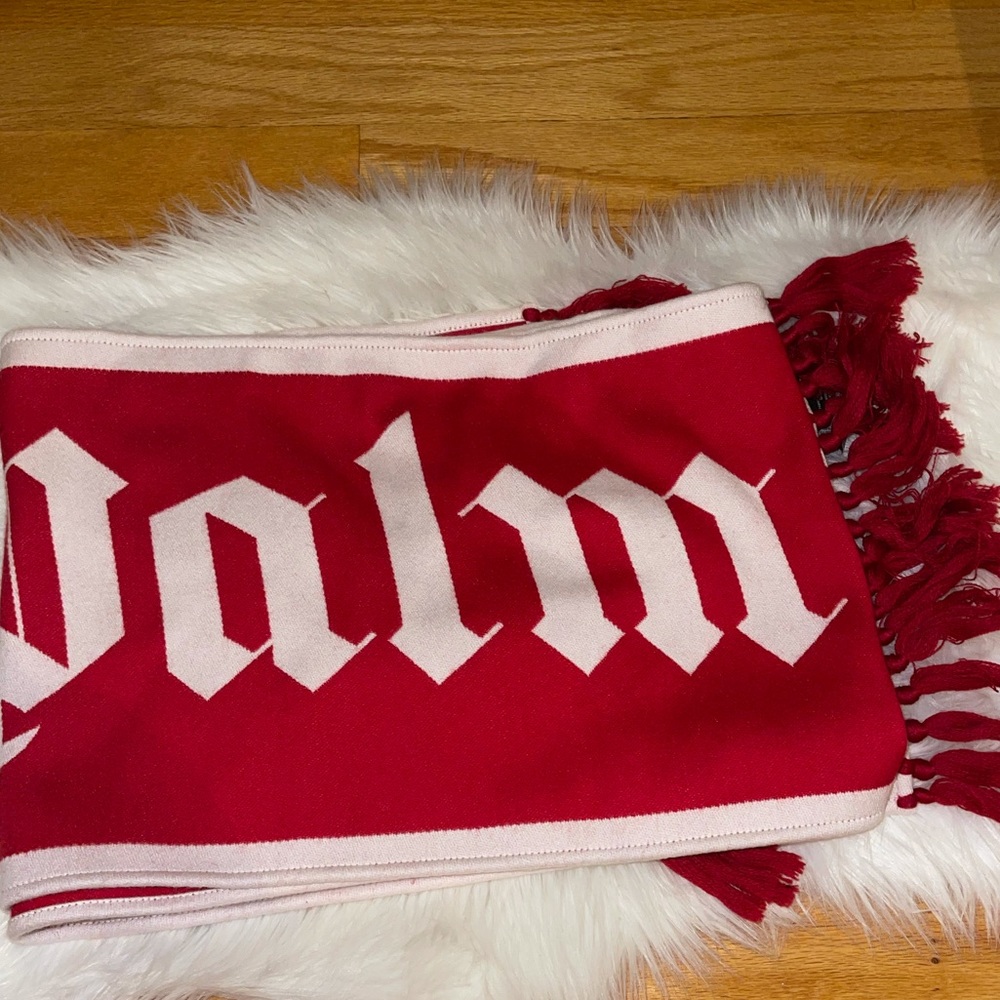 Red and white palm angels scarf. Worn once.